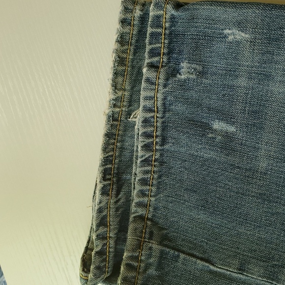 Artful Dodger Knifes Embroidery Light Wash Distressed Jeans Size 34 X 30 - Picture 12 of 13